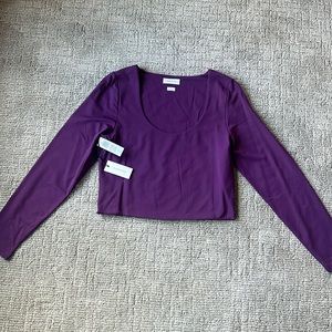 Aritzia Babaton contour scoop neck long sleeve purple XL NWT